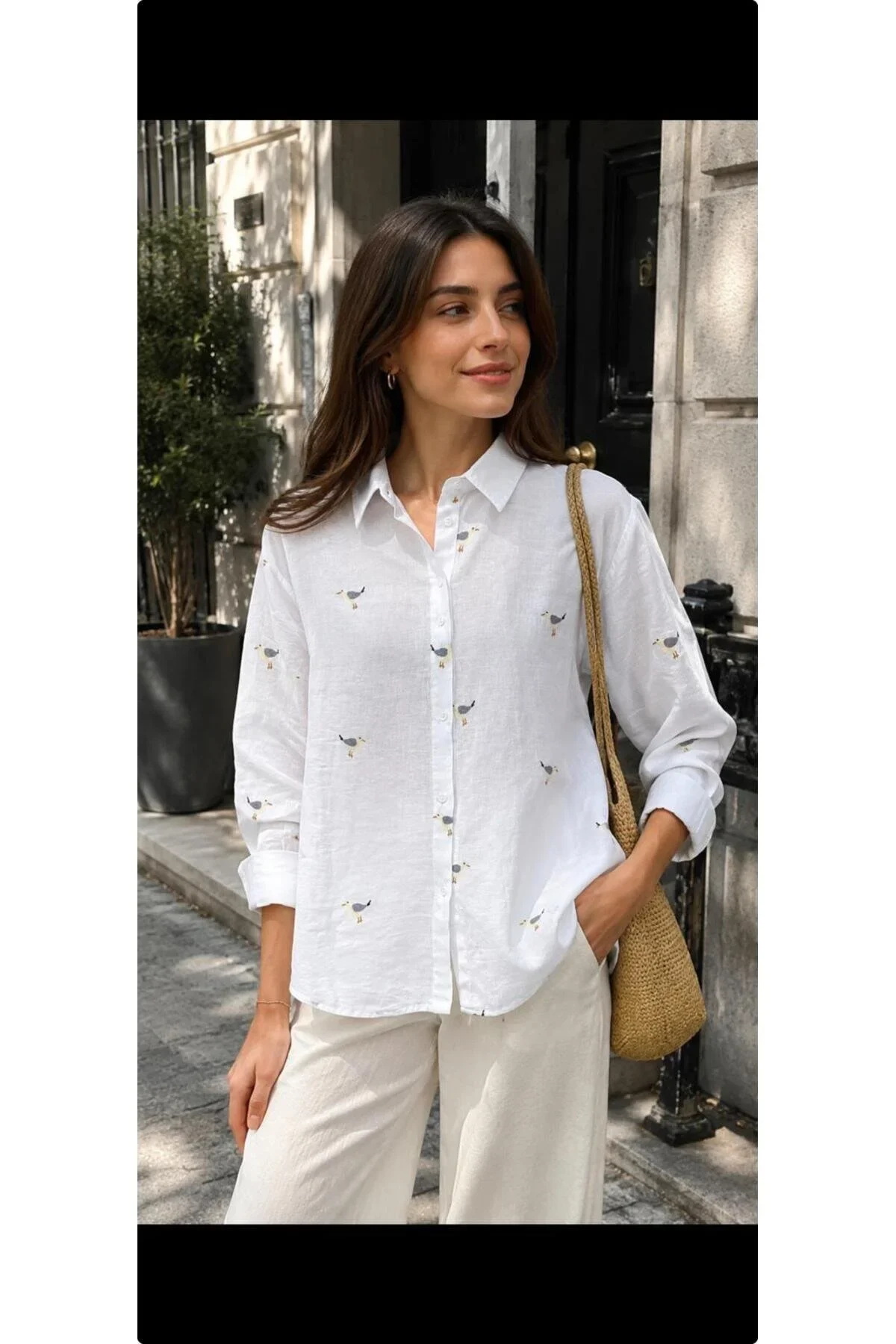 Wwomen Martı Nakış İşlemeli Şık Görünümlü Gömlek